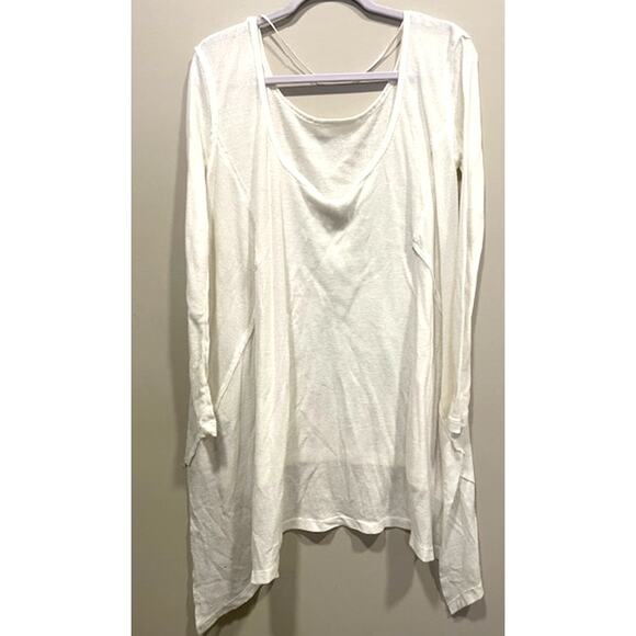 NWT FREE PEOPLE January Ribbed Tee Top Long Sleeves Ivory Size Small - Picture 4 of 7